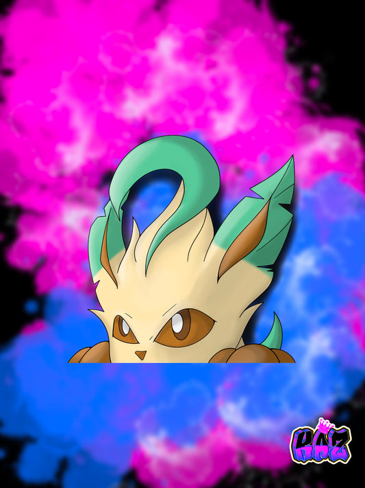 Leafeon Peeker Sticker